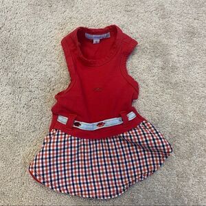 SMALL breed toy dog red dress plaid check Sz S